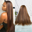 Long Straight HD Lace Wig For Women Human Hair  Wigs Straight Wig For Black Women Brown Mixed Blonde