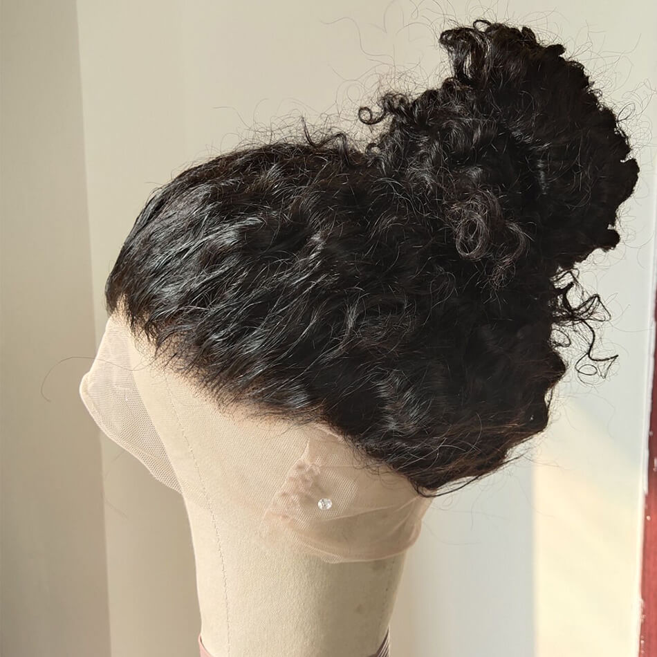 Black Curly Hair 360 Lace Front Wigs 100% Real Human Hair Wig Pre Plucked With Baby Hair-GeetaHair