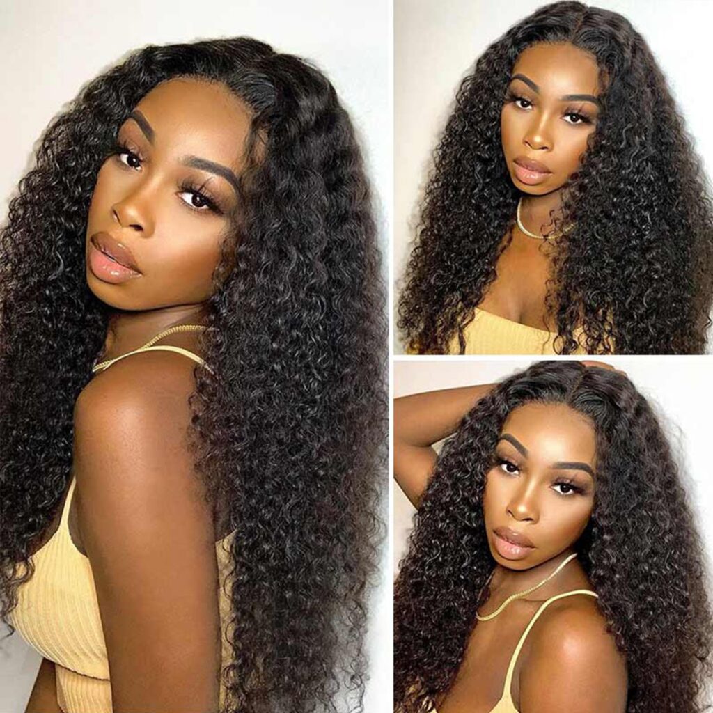 Natural Curly Hair T Part Lace Front Human Hair Wig Pre Plucked With Baby Hair-Geeta Hair