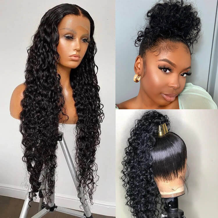 Black Curly Hair 360 Lace Front Wigs 100% Real Human Hair Wig Pre Plucked With Baby Hair-GeetaHair
