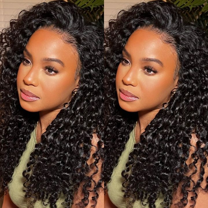 Graduation Season Special 38% Off 300%Density Human Hair Curly Wigs 13x4 HD Transparent Lace Front Wigs