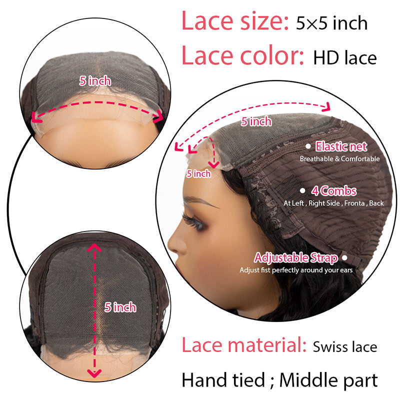 Valentine's Day Flash Sale: 5x5 Wear And Go & Glueless Body Wave Human Hair Wig, 48hrs Only