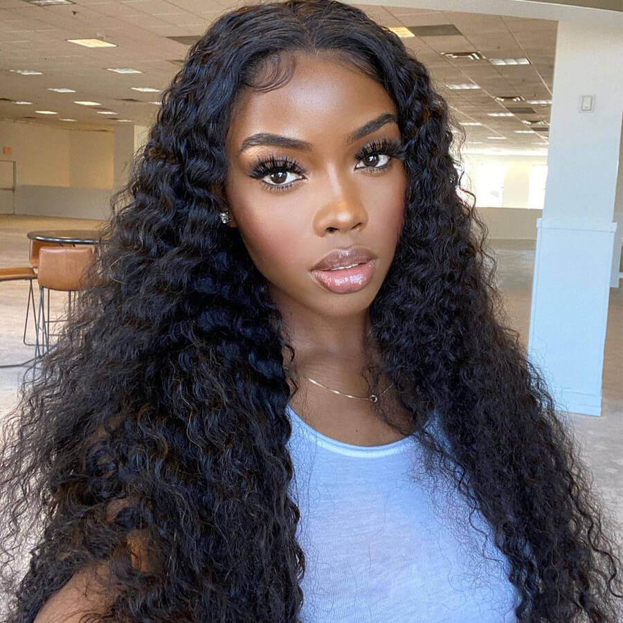 Deep Wave T-part Lace Front Wig Glueless Human Hair Wig-Geeta Hair