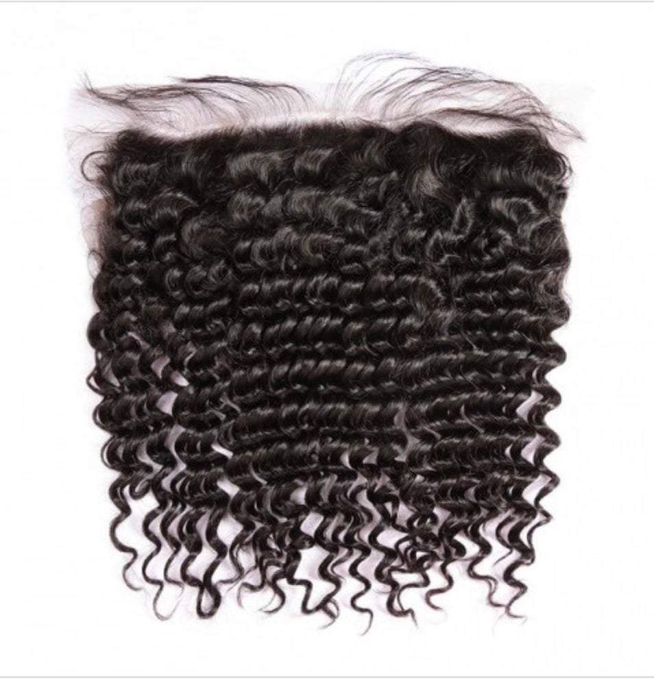 Geetahair Deep Wave 3 Bundles With 13x4 Lace Frontal Virgin Humam Hair