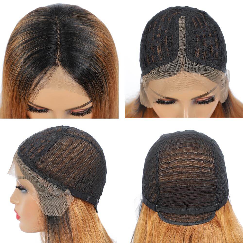 Body Wave Hair 1b/30 Ombre Honey Brown Color Guleless T Part Lace Frontal Wig 100% Virgin Human Hair Wigs-Geeta Hair