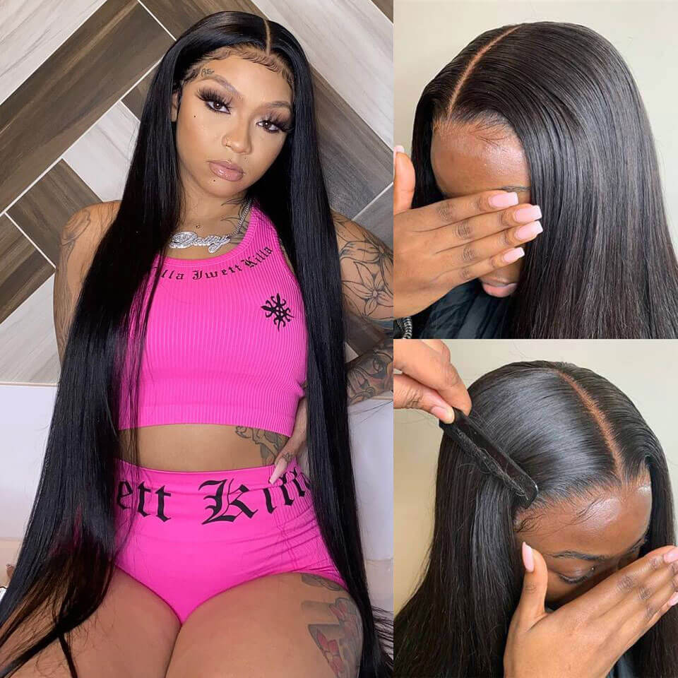 24 Hours Shipping Straight Hair Pre Cut 4x6 HD Lace Front Wig Pre Plucked Natural Hairline 100% Virgin Human Hair Wigs