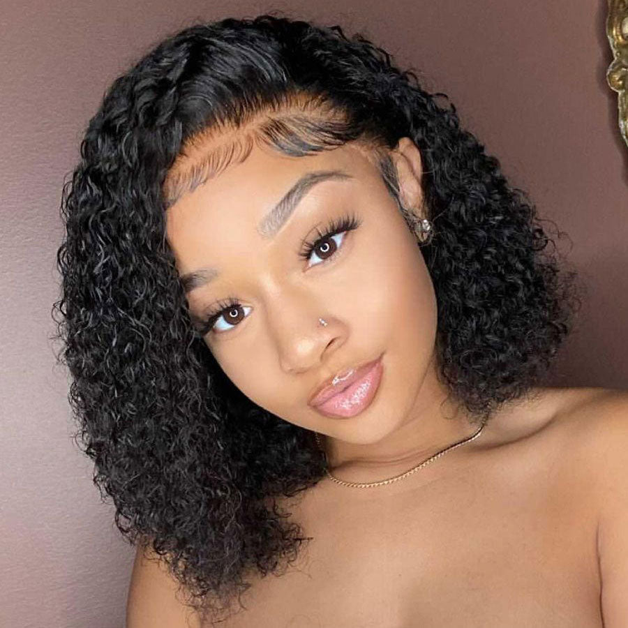 Short Curly Bob 4x4 HD Lace Closure Wig Thick Human Hair Bob Wigs 180%/250% Density With Baby Hair-Geeta Hair