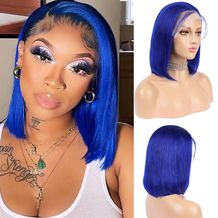 Ginger/Klein Blue/99J Burgundy/Pink HD Lace Wig Long Short Bob Straight Hair Wig 10-16 Inch 13x4 Lace Front Wig 4x4 Closure Human Hair Wig-Geeta Hair