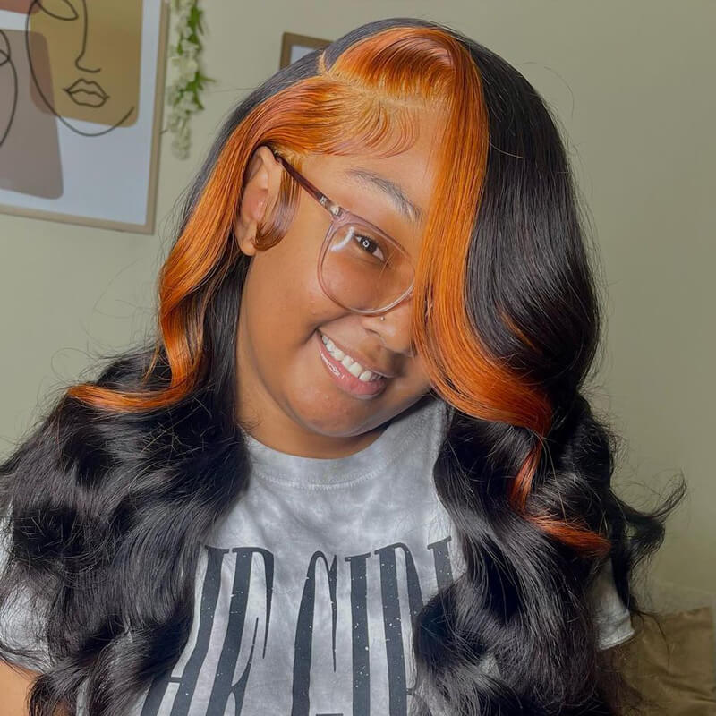 Skunk Striped Wig Natural Body Wave Hairstyle HD Lace Wig Pre drawn Natural Hairline Real Human Hair Wig-geeta hair