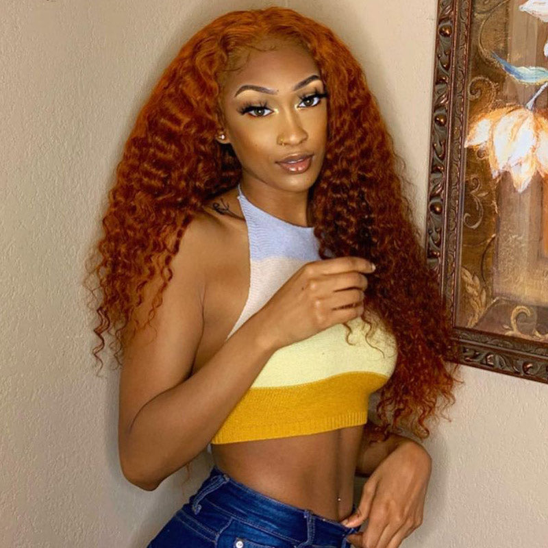 Ginger Color Wig Curly Hair 13x4 HD Lace Front Wig 100% Virgin Human Hair Wig Natural Hairline With Baby Hair-Geeta Hair