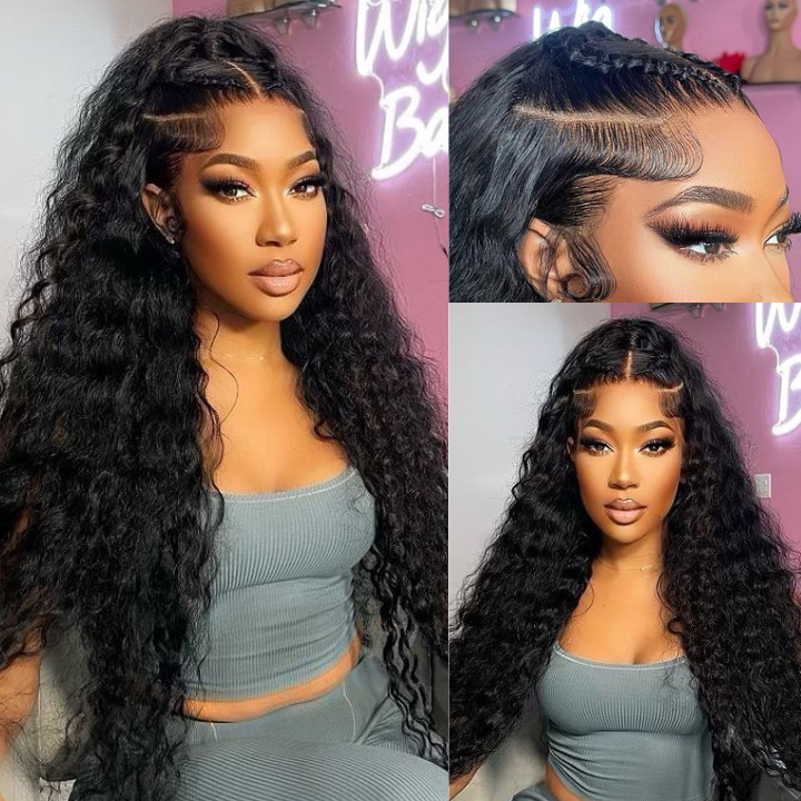 Black Curly Hair 13x4 HD Lace Front Wig 100% Virgin Human Hair Wigs Pre Plucked Hairline-Geeta Hair