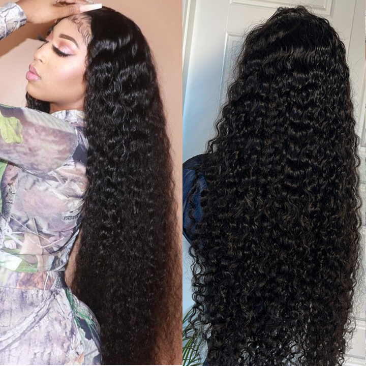 24 Hours Shiping $199=30inch Black Curly Hair 13x4 HD Lace Front Wig 100% Virgin Human Hair Wigs Pre Plucked Hairline No Code Needed