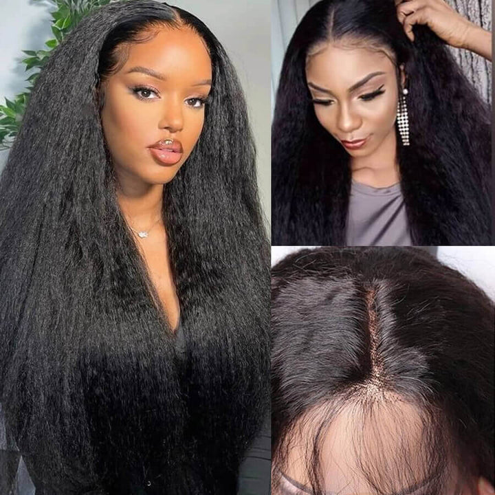 Kinky Straight Hair Glueless 5x5 HD Lace Closure Wig Real Human Hair Wig Pre Plucked Hairline With Baby Hair-Geeta Hair