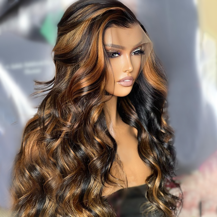 Geeta Body Wave Highlight Honey Blond Wig 13x4/4x4 HD Lace Front Piano Colored Human Hair Wigs