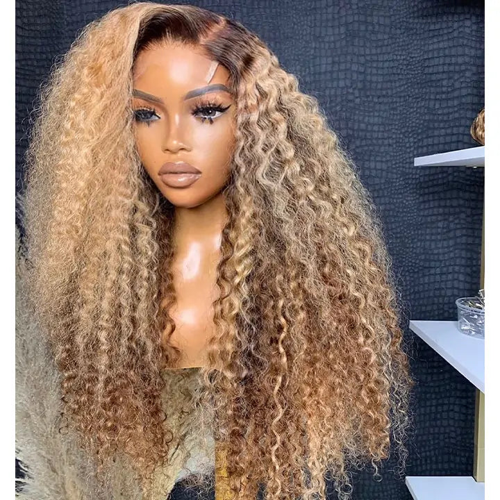 Honey Blonde Curly Lace Wig
