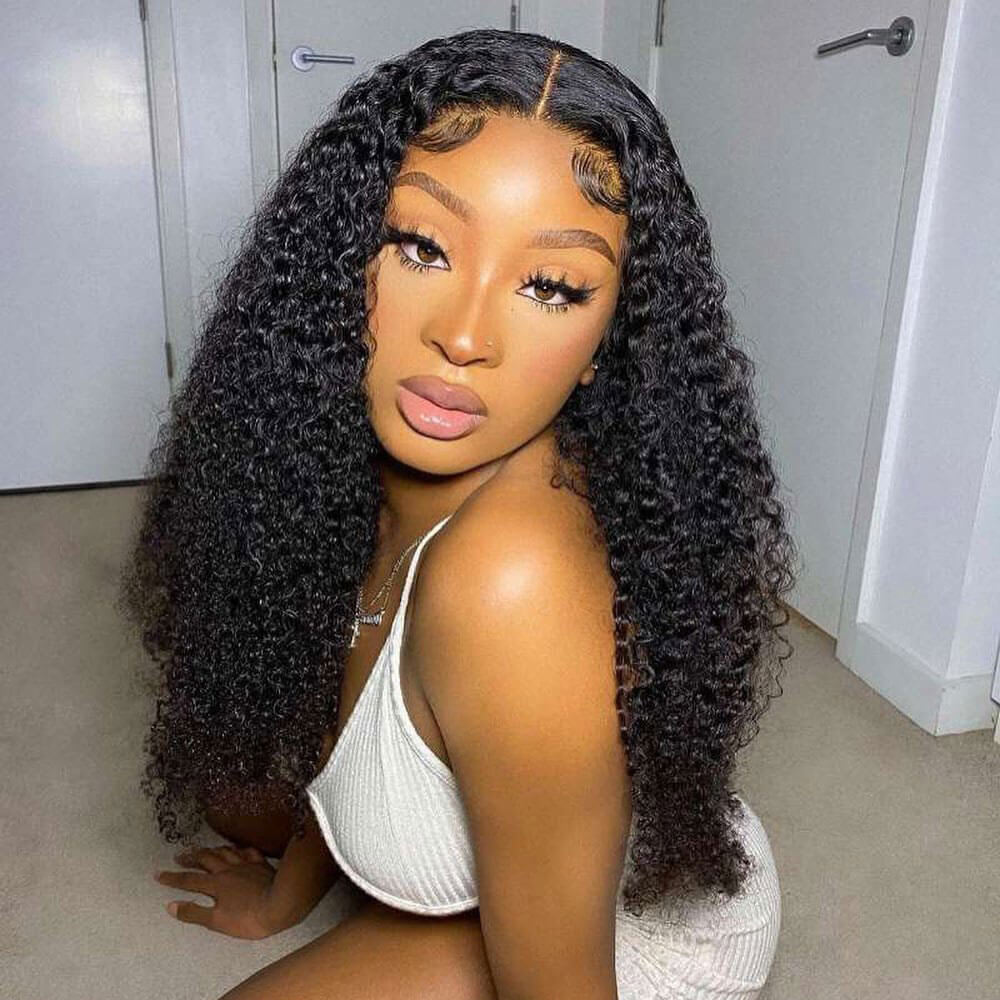 HD Lace Glueless 5x5 Closure Wig Pre Plucked Kinky Curly Invisible Lace Closure 100% Glueless Human Hair Wigs -Geeta Hair
