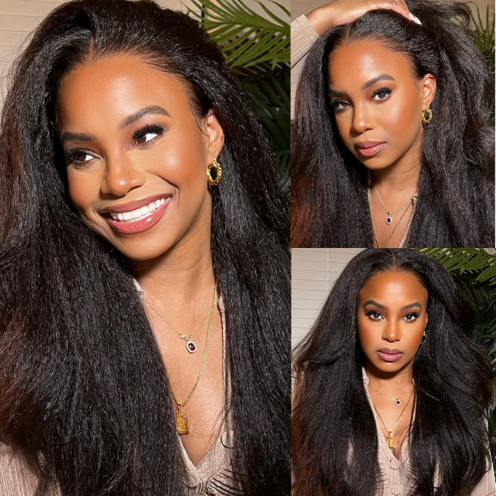 Kinky Straight Hair Wig 360 Hd Transparent Lace Front Wig Human Hair Wigs For Women Full End Glueless Brazilian Hair-GeetaHair