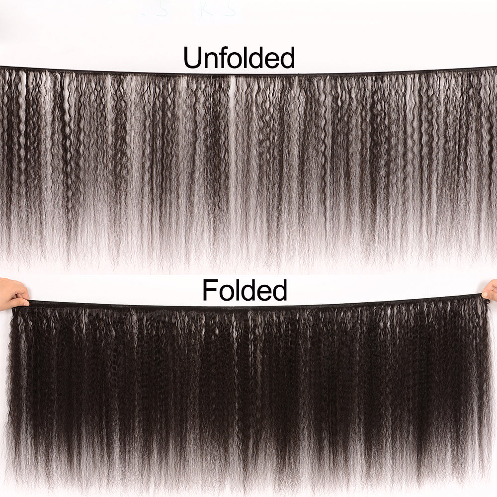 Geetahair Kinky Straight Hair 4 Bundles With 4x4 Lace Closure Human Hair Extensions