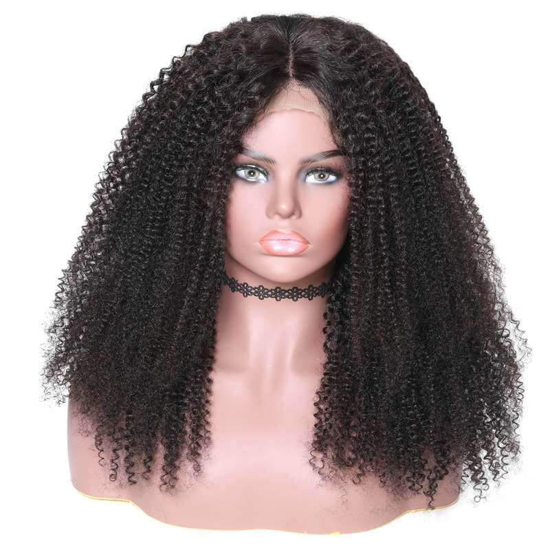 Pre Plucked Kinky Curly Hair Natural Color 13x6 HD Transparent Lace Front Wig For Black Women-Geeta Hair