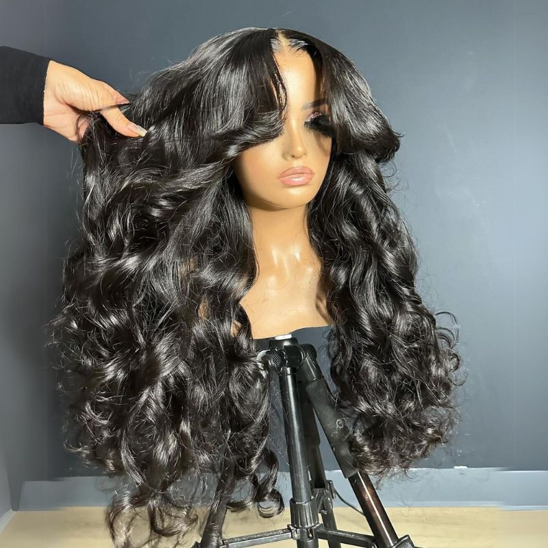 Bogo Sale $259= 26" Curtain Bang Loose Wave Wig + 14" Kinky Curly Bob Wig