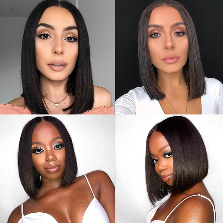 Short Straight Hair Bob Wig Pre Plucked 4x4 HD Lace Closure Human Hair Bob Wigs-Geeta Hair