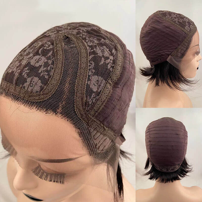 Short Curly Pixie Cut J Part Lace Frontal Wig Pre Plucked Natural Hairline For Women -Geetahair