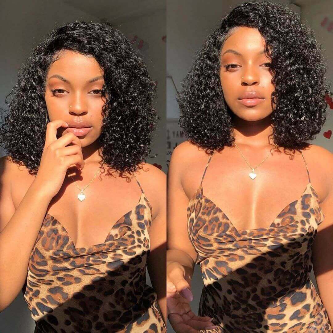 No Code Need: Glueless 4x4/13x4 Invisible HD Lace Front Pre Plucked Natural Hairline Curly Bob Wig-Geeta Hair