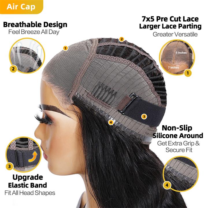 Wear Go Glueless Wigs Kinky Straight Pre Cut HD Transaparent Lace Human Hair Wigs With Breathable Wear & Go Pre Plucked Hairline Cap Air Wig-Geeta Hair