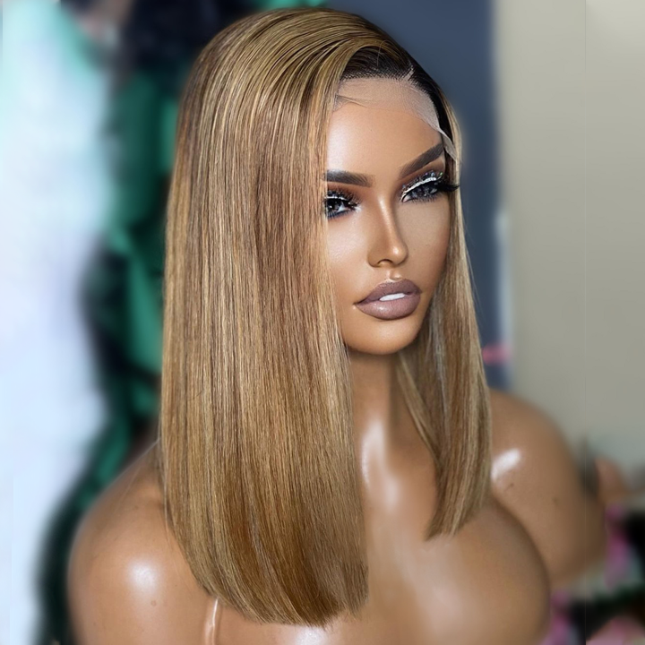 50%+Extra $100 OFF : Brown Color 4x4/13x4 HD Lace Short Human Hair Bob Wigs-Flash Sale, Only 2 Days