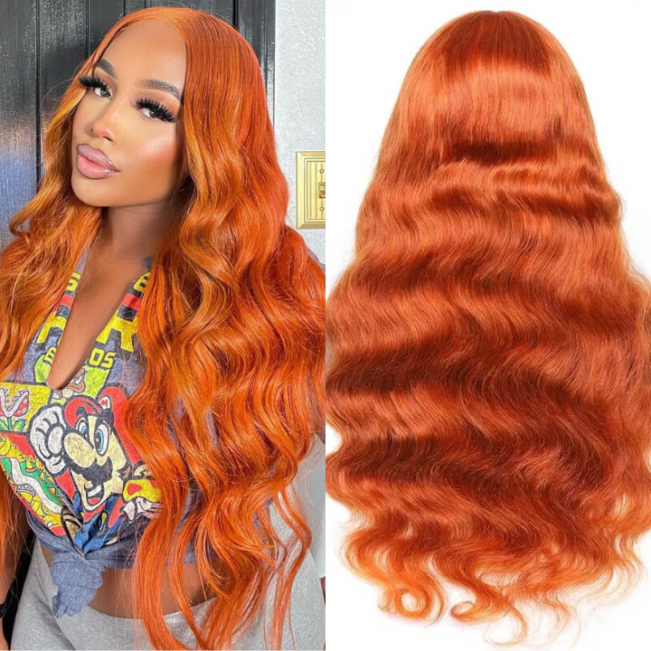 Orange Ginger Wig Body Wave 13x4 HD Lace Front Wigs Pre Plucked Natural Hairline Glueless Real Human Hair Wig-Geeta Hair