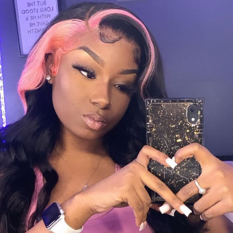 Skunk Striped Wig Natural Body Wave Hairstyle HD Lace Wig Pre drawn Natural Hairline Real Human Hair Wig-geeta hair