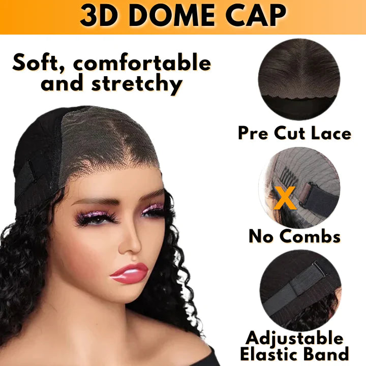Wear Go Glueless Reddish Brown Kinky Curly Lace Front Wig 180% Density Breathable Wig-Geeta Hair