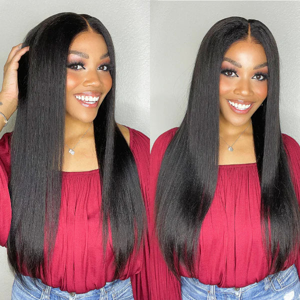 Wear Go Glueless Wigs Kinky Straight Pre Cut HD Transaparent Lace Human Hair Wigs With Breathable Wear & Go Pre Plucked Hairline Cap Air Wig-Geeta Hair