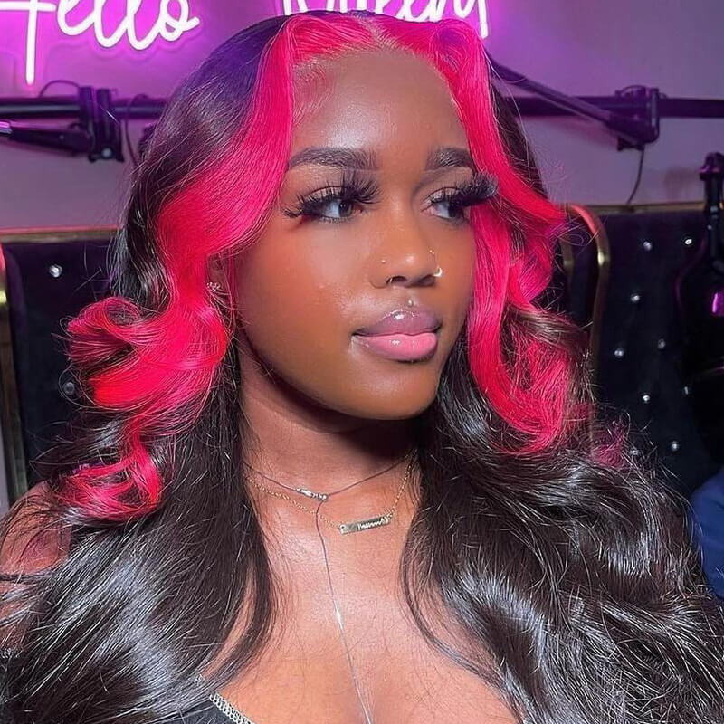 Skunk Striped Wig Natural Body Wave Hairstyle HD Lace Wig Pre drawn Natural Hairline Real Human Hair Wig-geeta hair