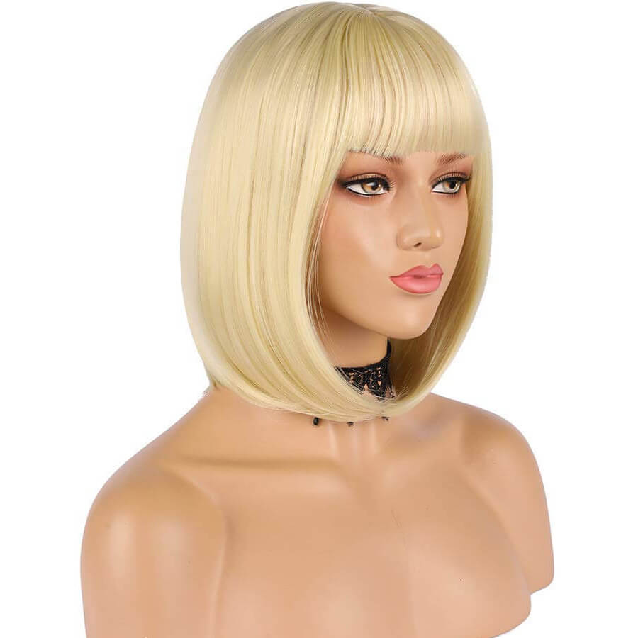Natural Straight Hair 613 Blonde Bob Wig With Bangs 100% Human Hair Wig -Geeta Hair