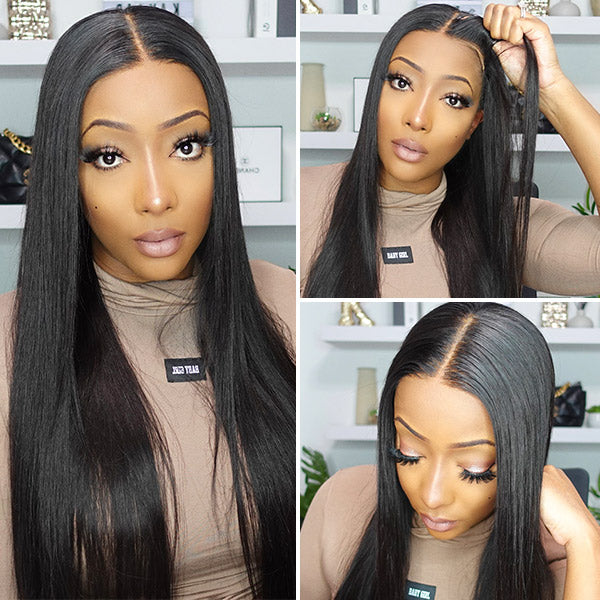Wear&Go Straight Glueless 5x5 HD Lace Wig Easy to Wear Pre Cut Lace Human Hair Wigs 180% Density-Geeta Hair