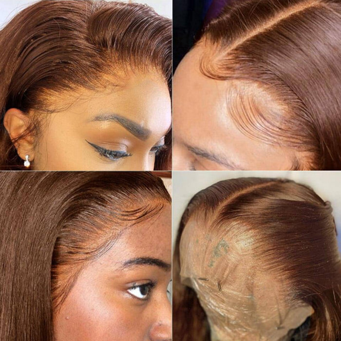 Chestnut Brown Straight Lace Front Wig 13x4 HD Lace Frontal/4x4 Lace Closure 100% Virgin Hunam Hair Wigs-Geeta hair