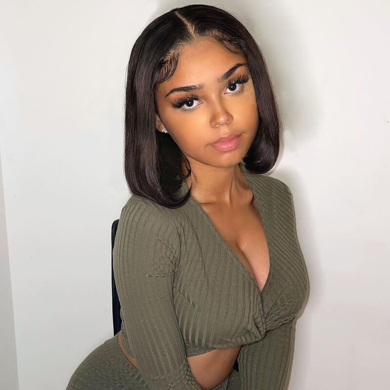 Short Straight Hair Lace Front Bob Wigs Pre Plucked Natural Hairline Glueless Real Human Hair Wig-Geeta Hair