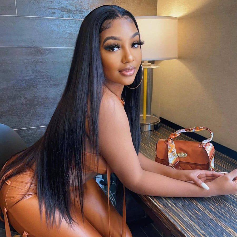 Natural Straight Hair 4x4 Lace Closure Wig Pre Plucked With Baby Hair Glueless 100% Real Humam Hair Wig-Geeta Hair