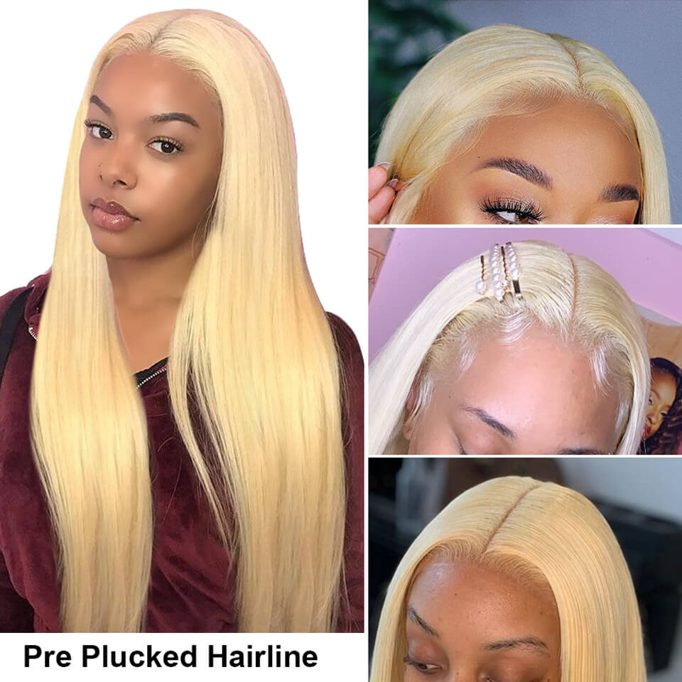 Straight Hair 613 Blonde Frontal Wig 13x4 HD Lace Front Human Hair Wigs Pre Plucked Hairline-Geeta Hair