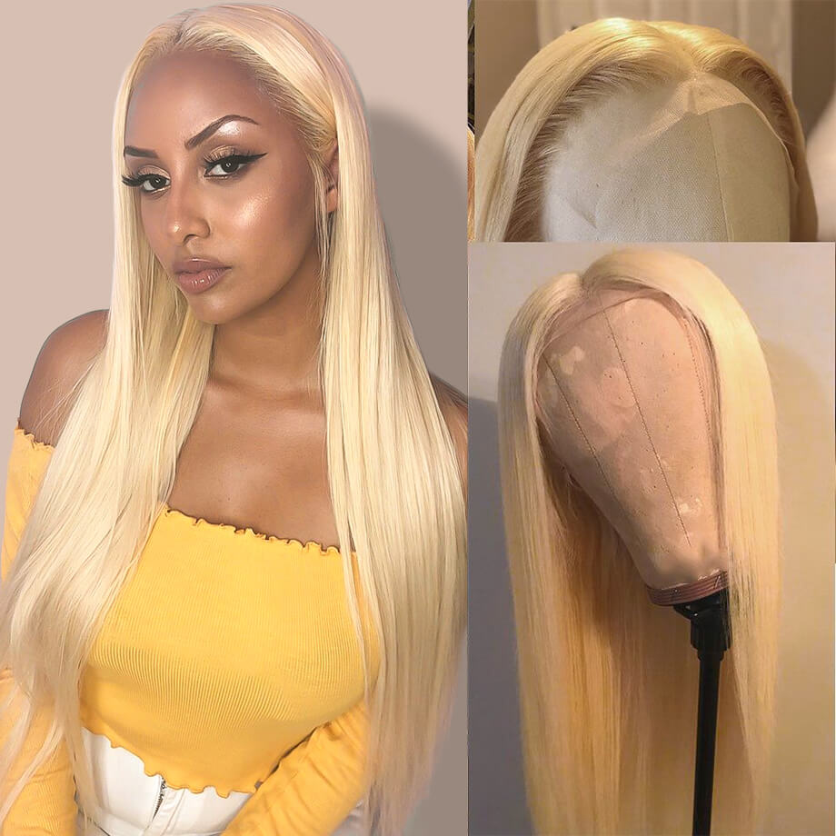 Straight Hair 613 Blonde Frontal Wig 13x4 HD Lace Front Human Hair Wigs Pre Plucked Hairline-Geeta Hair
