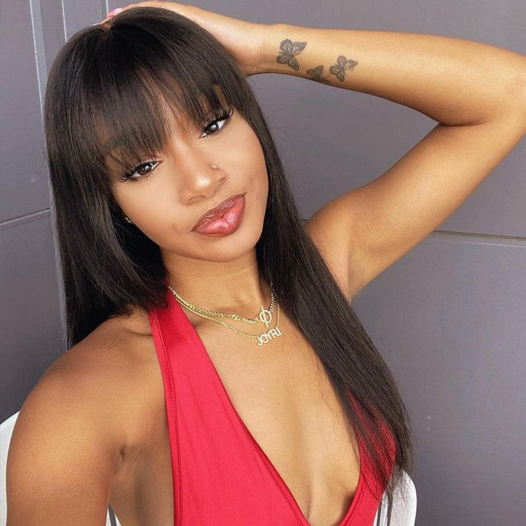 Bogo Sale: $189= 16" Reddish Brown Curly Wig + 16" Straight Bangs Wig