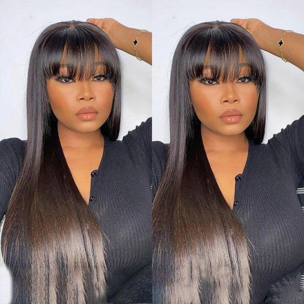 Bogo Sale: $189= 16" Reddish Brown Curly Wig + 16" Straight Bangs Wig