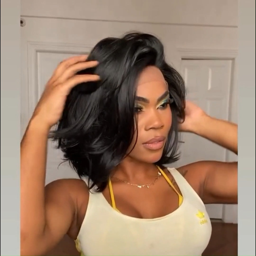 Short Bob Glueless Wigs Straight Natural 13x4 Lace Front Human Hair Wigs No Code Needed