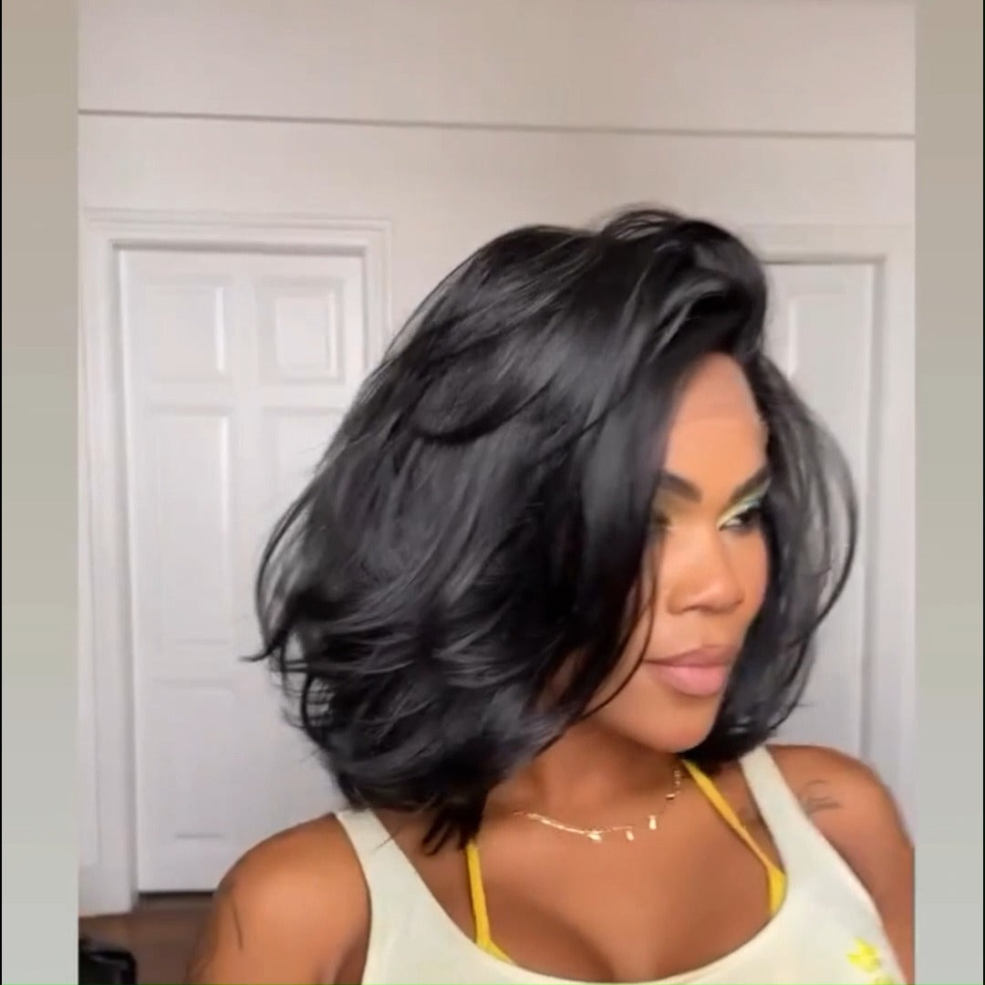 Short Bob Glueless Wigs Straight Natural 13x4 Lace Front Human Hair Wigs No Code Needed
