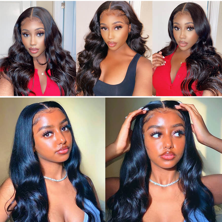 Brazilian Hair Body Wave T Part Lace Wig 100% Virgin Human Hair Natural Color With Baby Hair-Geeta Hair