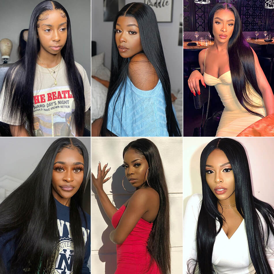 Natural Straight Hair Lace Frontal Wig 100% Virgin Human Hair Wigs  For Black Women-Geeta Hair