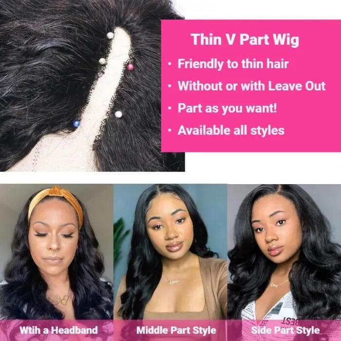 Thin V Part Wig Body Wave Human Hair Wigs That Is Beginner-friendly-Geeta Hair