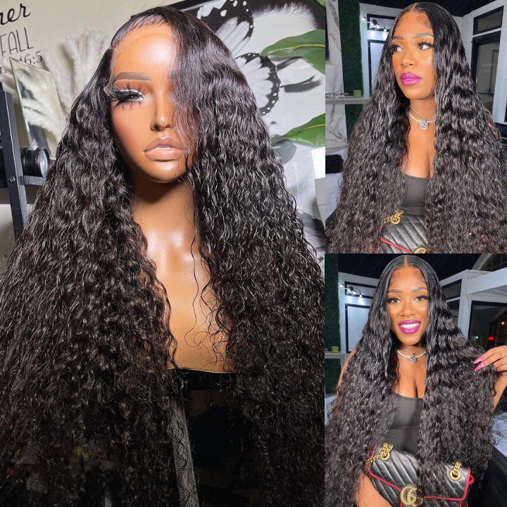 Water Wave Wig 13x4 HD Lace Front Wig Pre Plucked Headline 100% Real Human Hair Wig-Geetahair