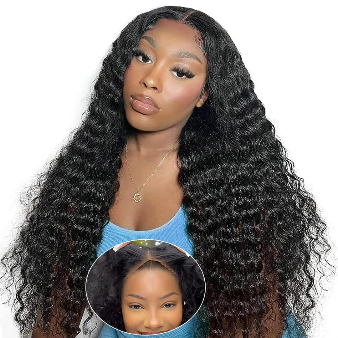 Wear Go Glueless Deep Wave Pre Cut HD Transaparent Lace Human Hair Wigs With Breathable Cap Air Wig-Geeta Hair